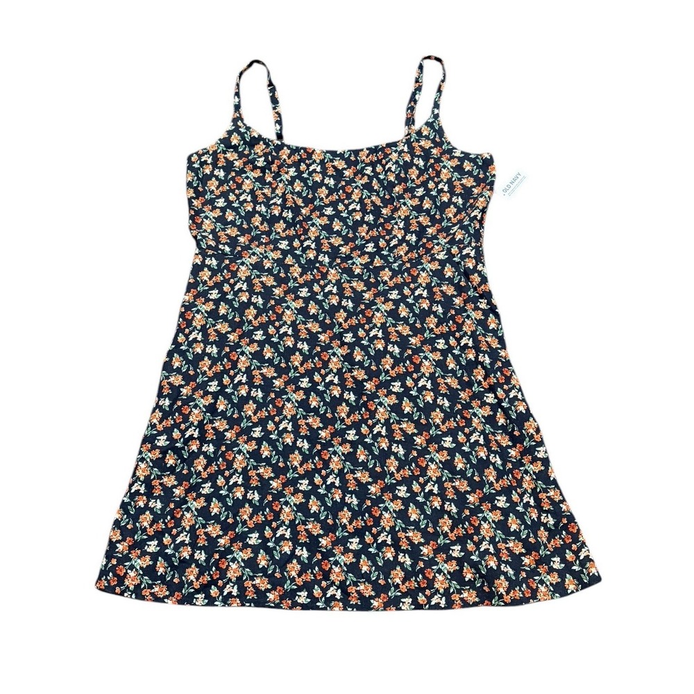 NWT Old Navy Black Floral Cami Sun Dress Smocked Back Cottagecore Summer XL - Picture 2 of 7